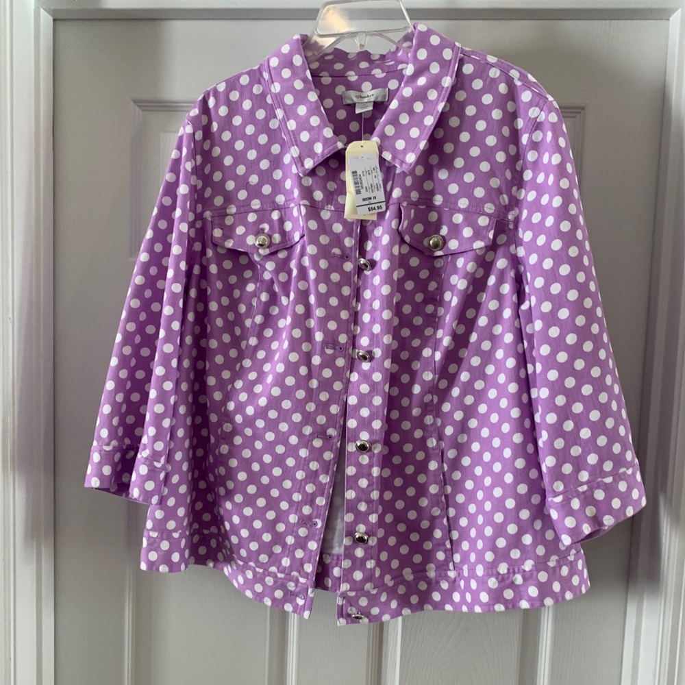 Purple Jacket with White Polka Dots